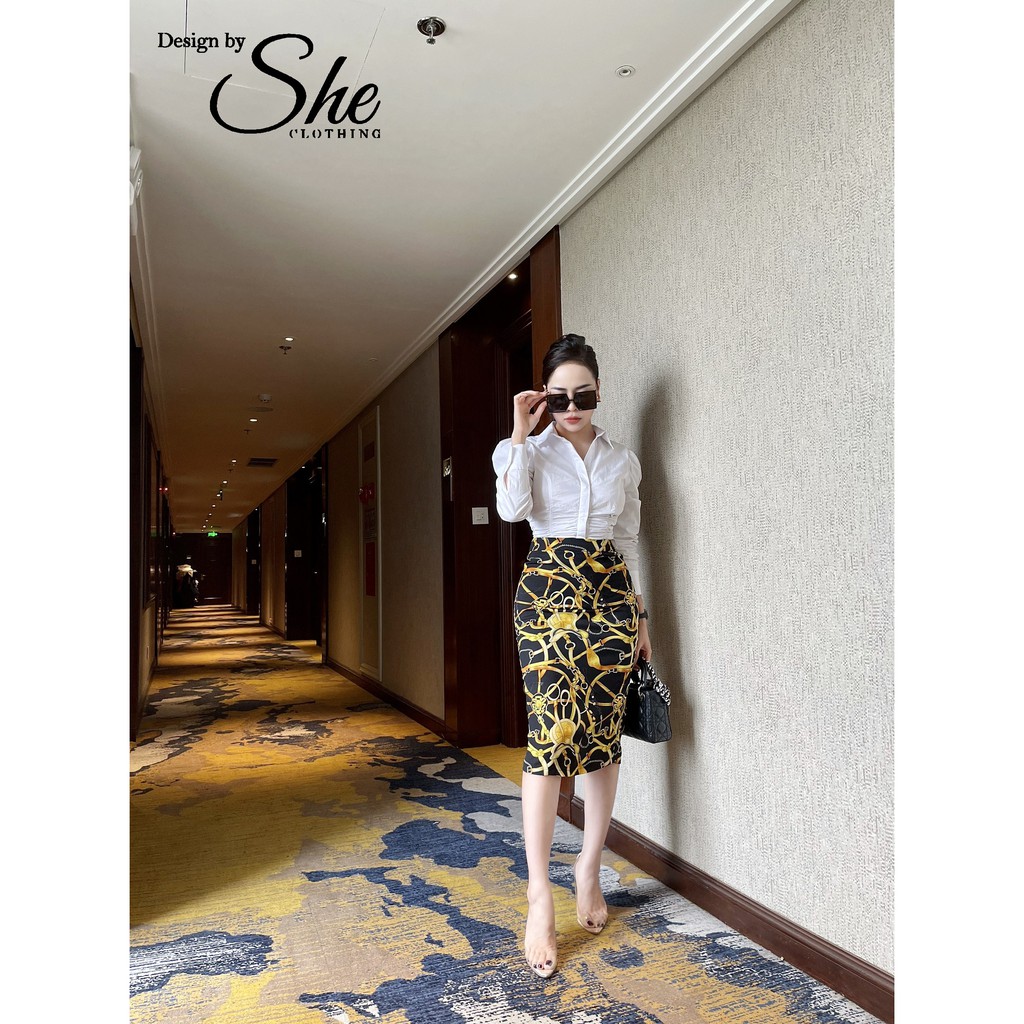 💥 Chân váy công sở nữ 💥 [𝐅𝐑𝐄𝐄𝐒𝐇𝐈𝐏] She Clothing chân váy bút chì họa tiết sang chảnh cho quý cô