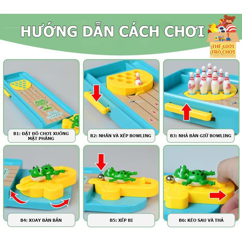 Đồ chơi trẻ em, Bowling, Ếch bắn bi-Trò chơi vận động, vui vẻ, an toàn cho trẻ- Thế giới trò chơi