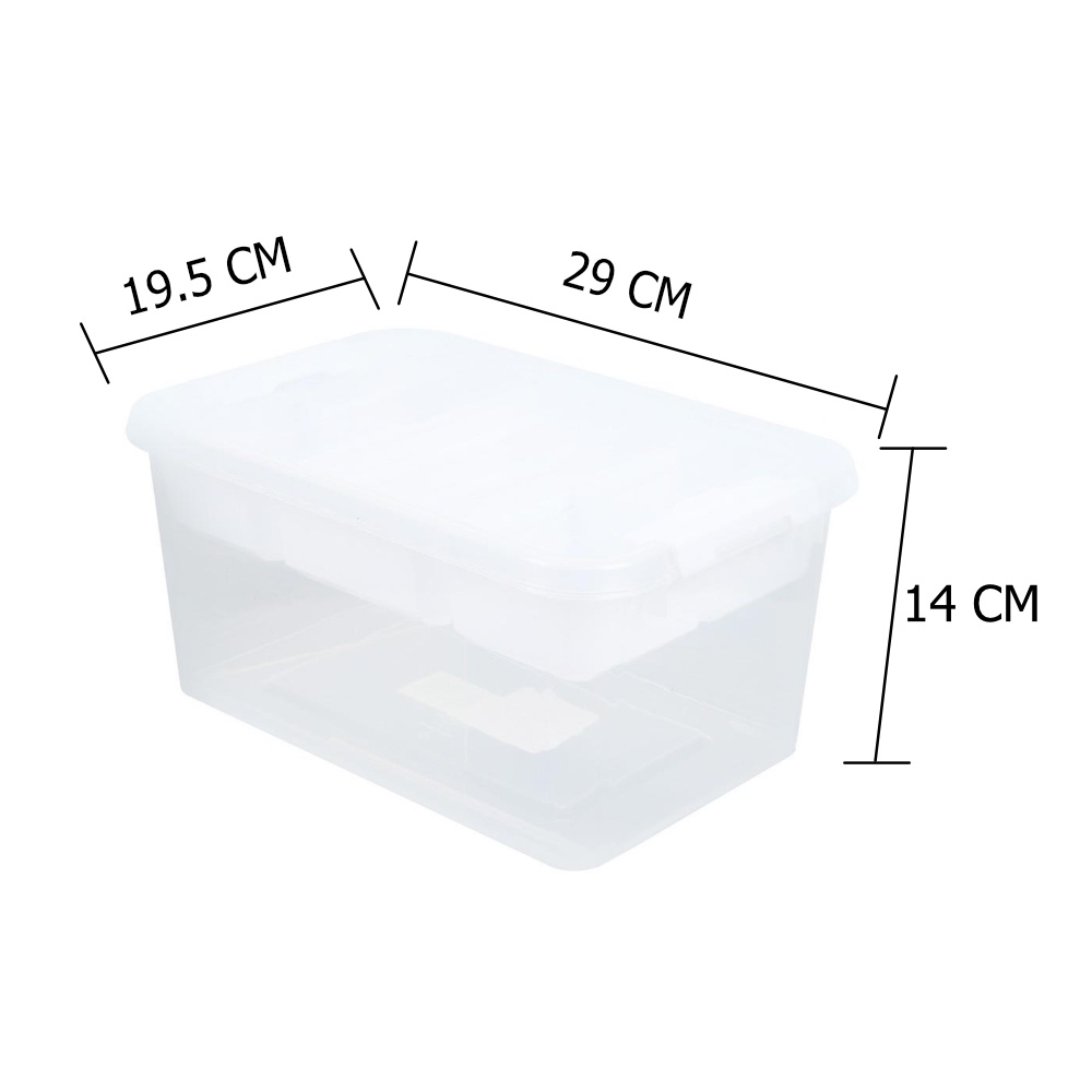 HomeBase STACKO Thùng nhựa đựng đồ đa năng có nắp Thái Lan W19.5xH14xD29cm màu trắng trong