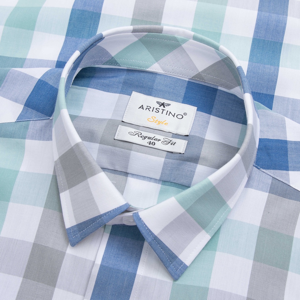 [MẪU MỚI] Áo sơ mi nam ngắn tay ARISTINO họa tiết trắng kẻ caro trẻ trung, nổi bật - ASS038S2