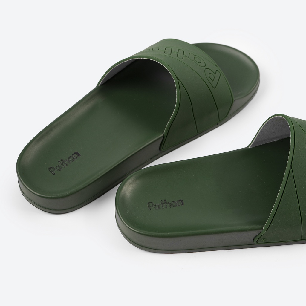 Dép nam nữ quai ngang slipper Pathon quai PVC và đế PU xanh lá in chữ Pathon mẫu 4 SD58