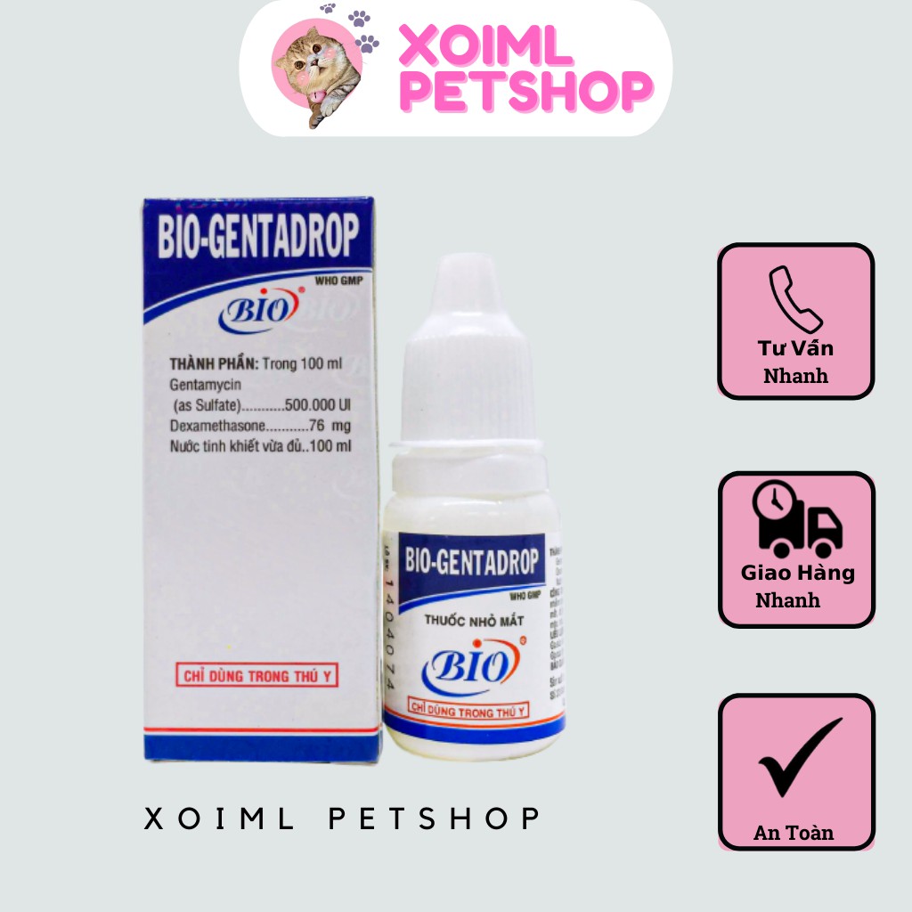 Dung dịch nhỏ mắt cho chó mèo BIO-GENTADROP 10ml