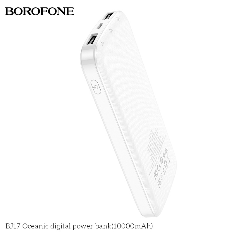 Pin sạc dự phòng 10000mAh BOROPHONE BJ17 có đèn báo LED, 2 cổng ra USB - Chính hãng