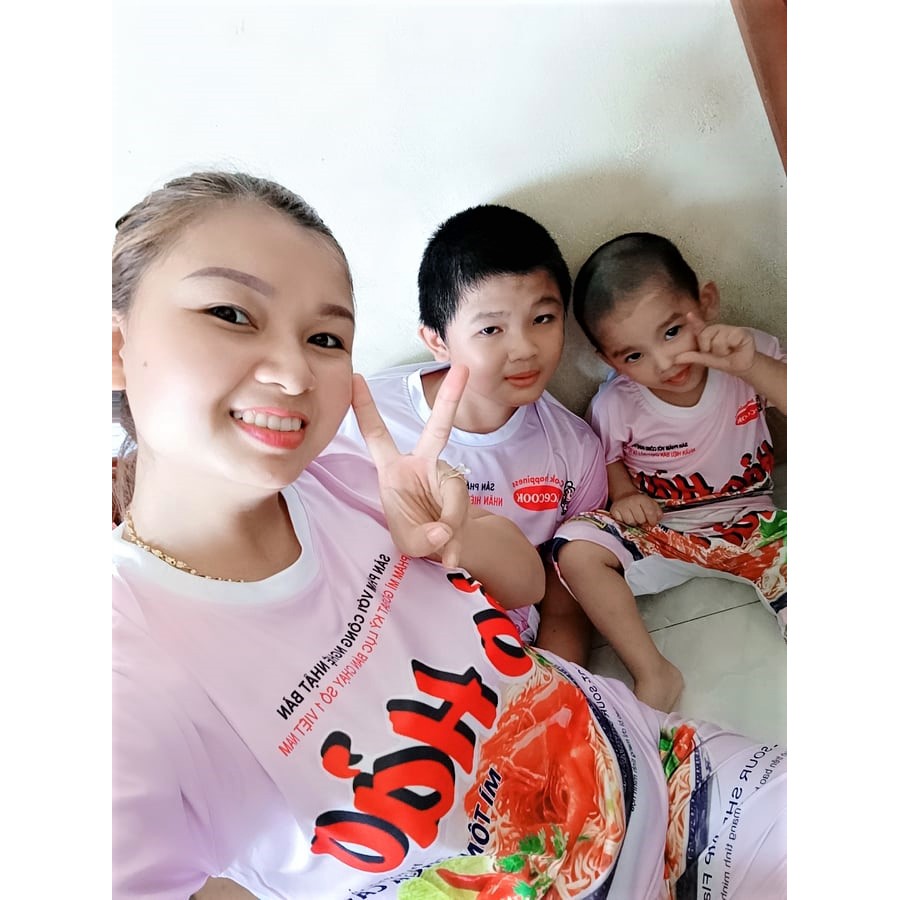 Đồ bộ thun áo nam nữ mì tôm hảo hảo hồng thể thao ngắn tay | BigBuy360 - bigbuy360.vn