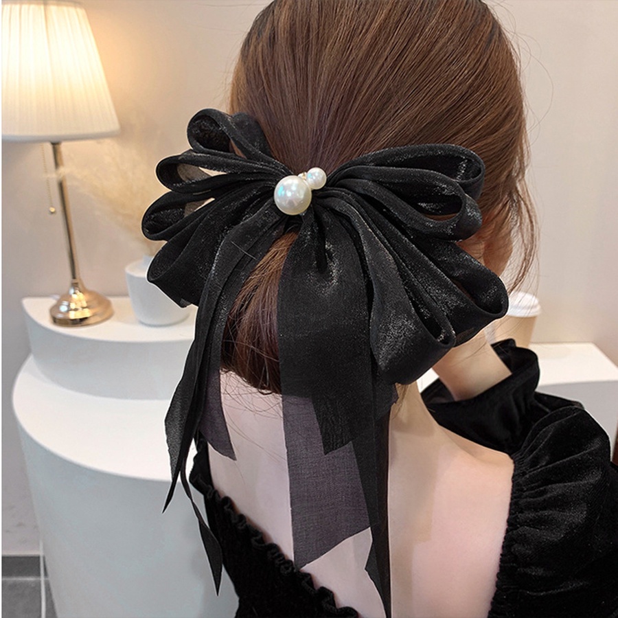 Kẹp Tóc Hình Nơ Đính Ngọc Trai Thời Trang Hàn Quốc