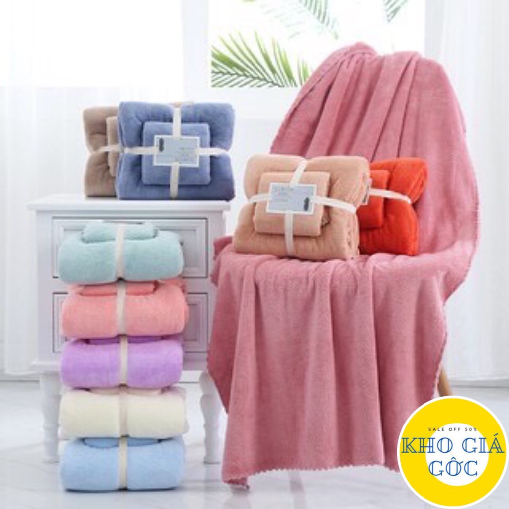 Set 2 Khăn Tắm và Khăn Mặt Sợi Tre Hàng Xuất Nhật Home textiles