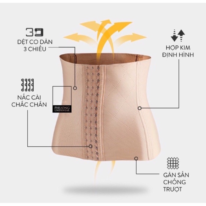 Đai nịt bụng thông hơi đa chức năng, xóa mỡ bụng công nghệ nhật bản có móc cài, giảm eo, định hình vóc dáng