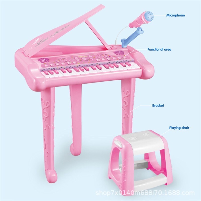 Bộ đàn piano kèm mic thu âm, có ghế ngồi cho bé, phiên bản tiếng anh cho bé dễ sử dụng