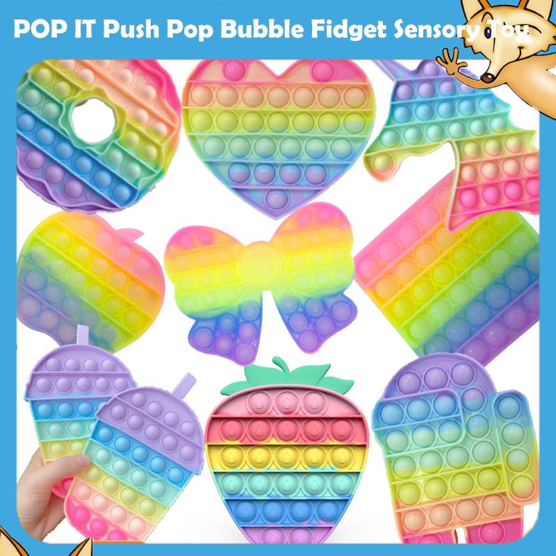 pop it fidget toy Đồ chơi ấn bong bóng màu cầu vồng vui nhộn giảm căng thẳng cho trẻ em