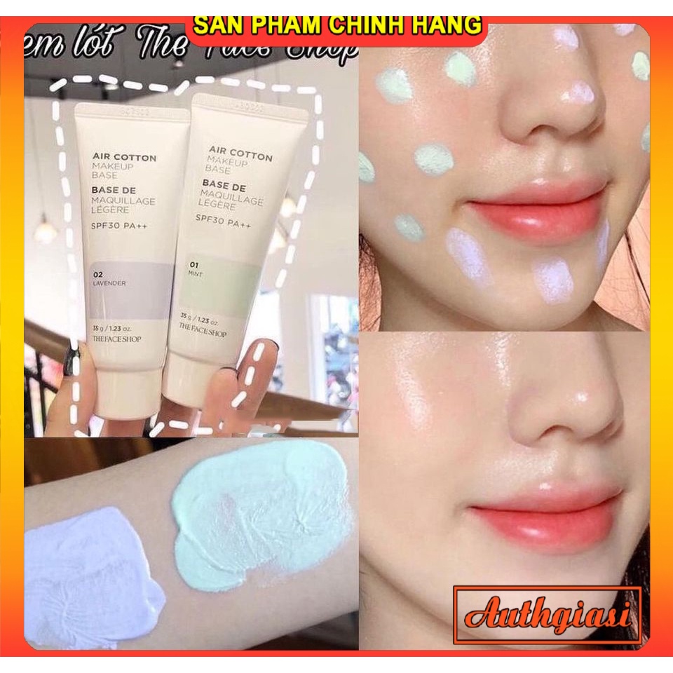 Kem lót kiềm dầu và hiệu chỉnh tông da The Face Shop Air Cotton Makeup Base SPF30 PA++ TFS 40ml