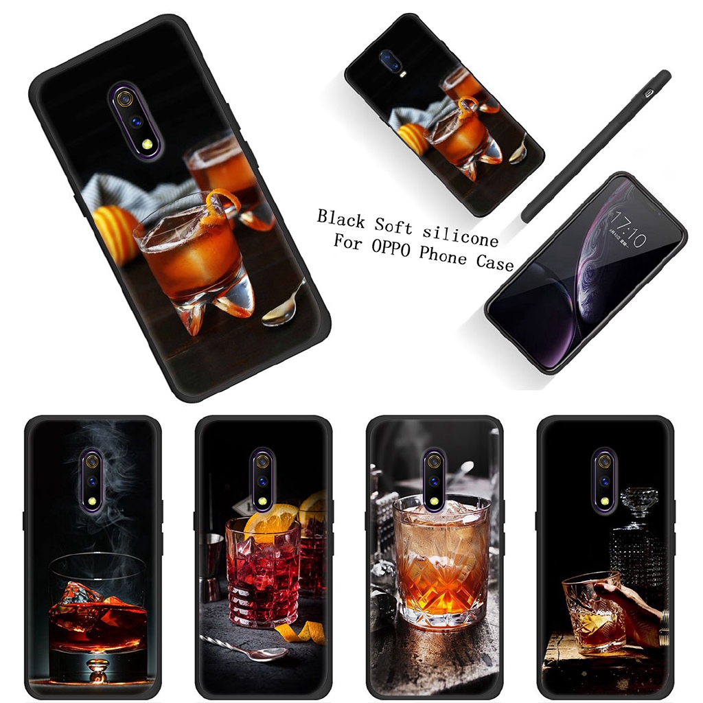 Ốp điện thoại silicone đen họa tiết bia rượu vodka cho OPPO REALME 6 C3 5S X2 PRO A92S C2 A12 F15 A91 A31 A8 A92 A52