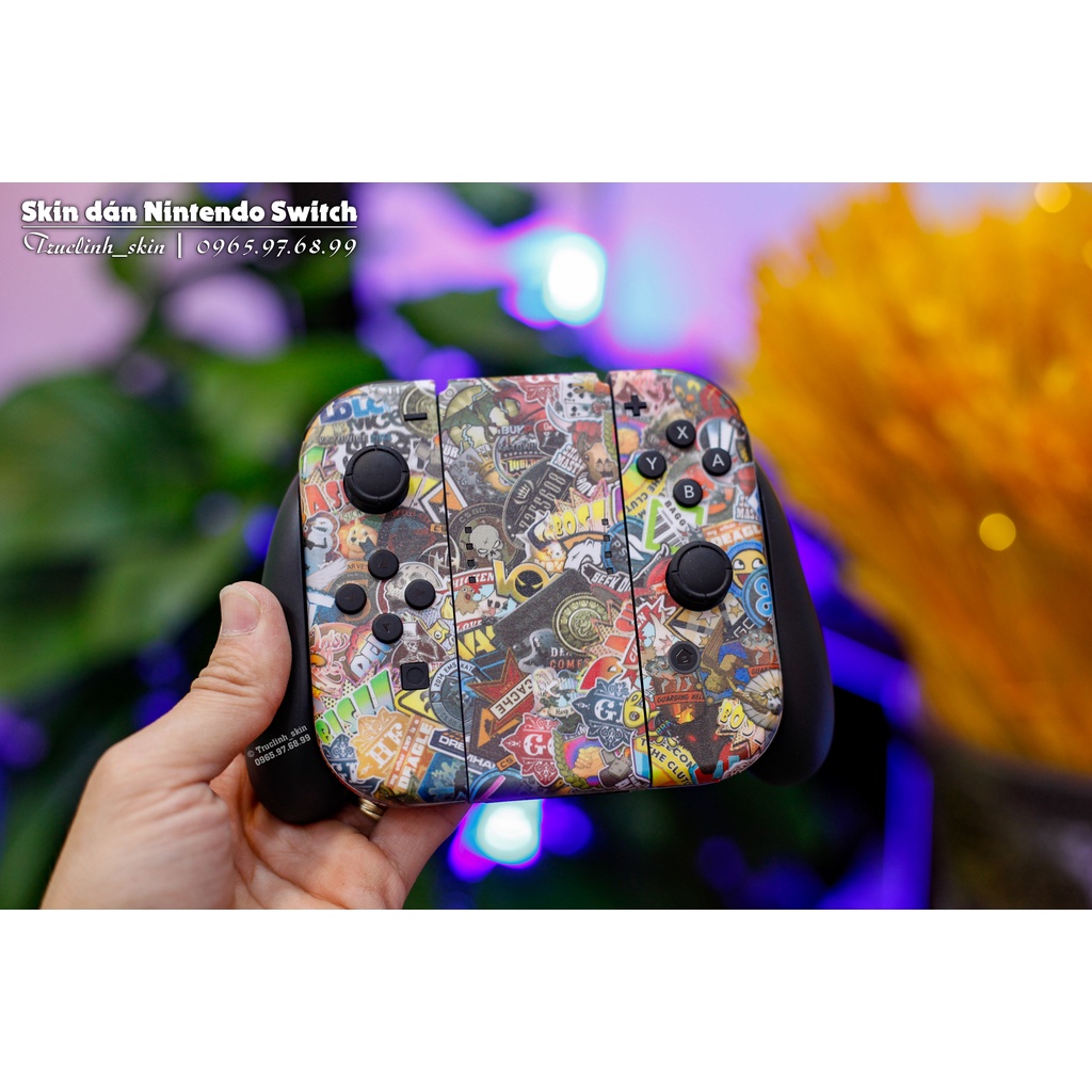 Skin decal dán Nintendo Switch V1, V2 / OLED mẫu Stickerbomb stic257