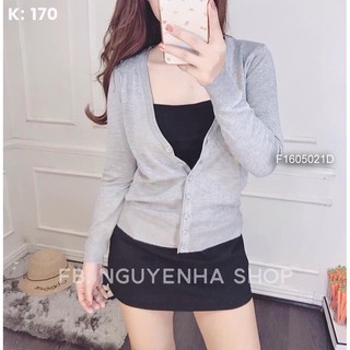 Áo khoác len nút cổ tim hàng QC!