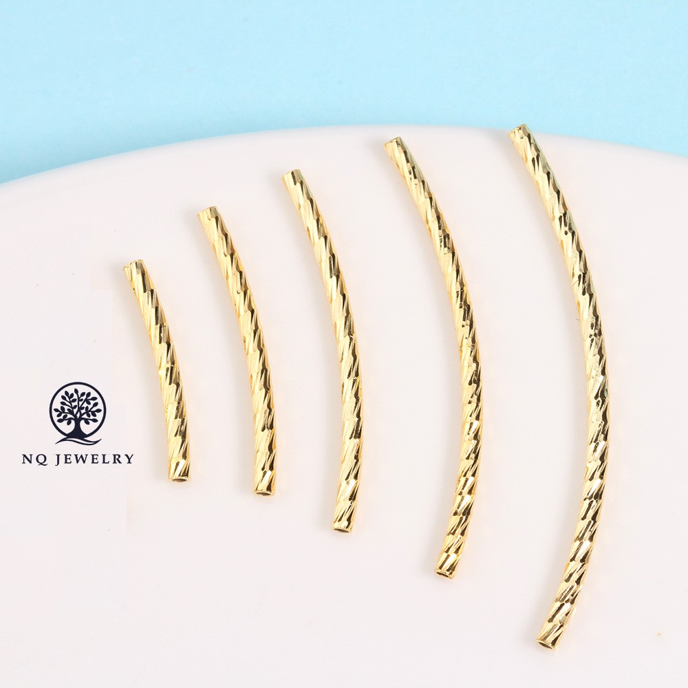 Charm bạc hình ống xoắn bọc vàng - NQ Jewelry