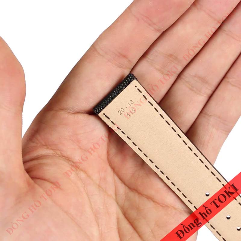 Dây da đồng hồ ZRC Pháp dòng OPALINE da bê dập vân thằn lằn đen