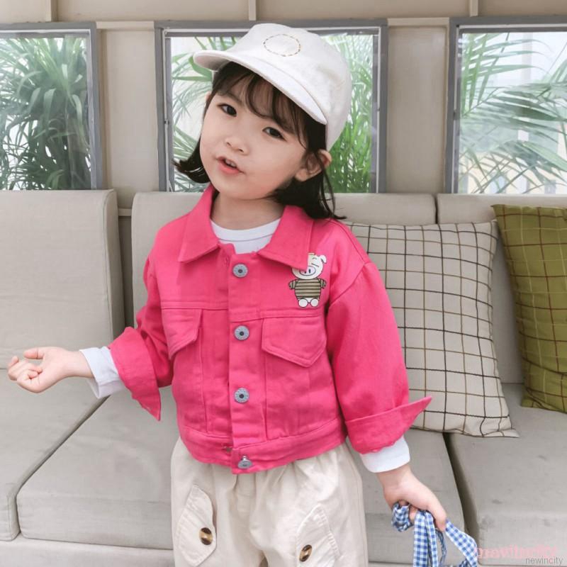 Áo khoác denim màu trơn phong cách Hàn Quốc cho bé gái