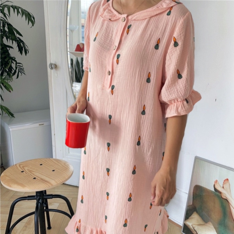 Váy Ngủ Freesize Xô Muslin Mặc Nhà Thoáng Mát Mềm Mịn