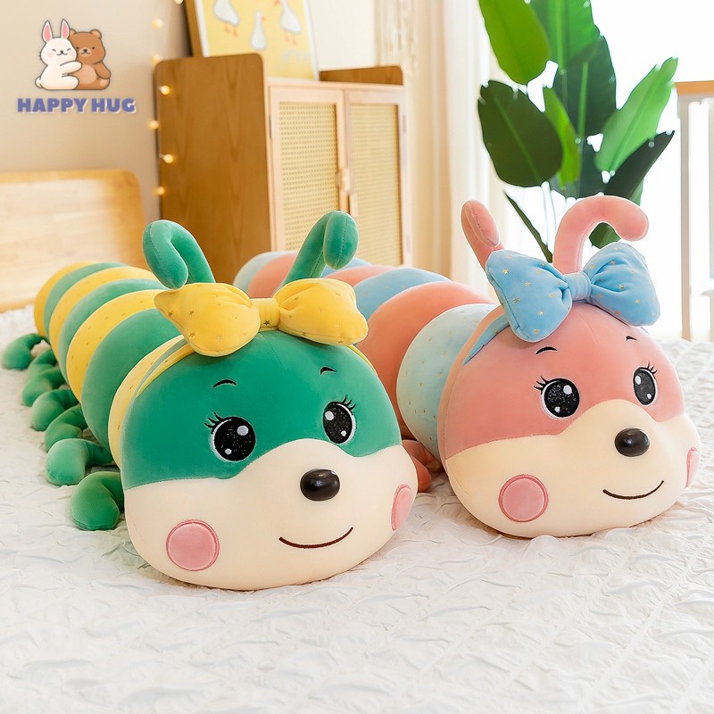Sâu nhồi bông, gối ôm gấu bông dễ thương cho bé hình con sâu nhiều màu Size 55/80cm - Happy Hug