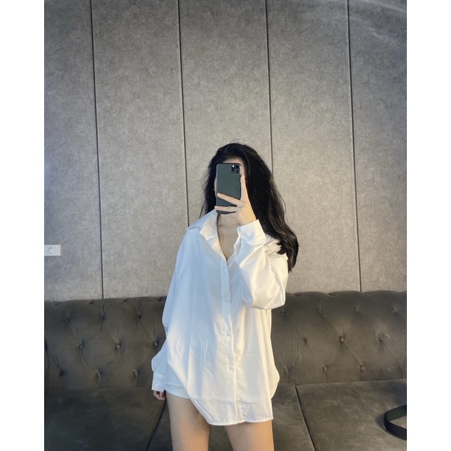 [Ảnh Thật] Áo Sơ-mi Nữ Thô Mềm Dài Tay Xẻ Tà Xinh Xắn [LanHin90]