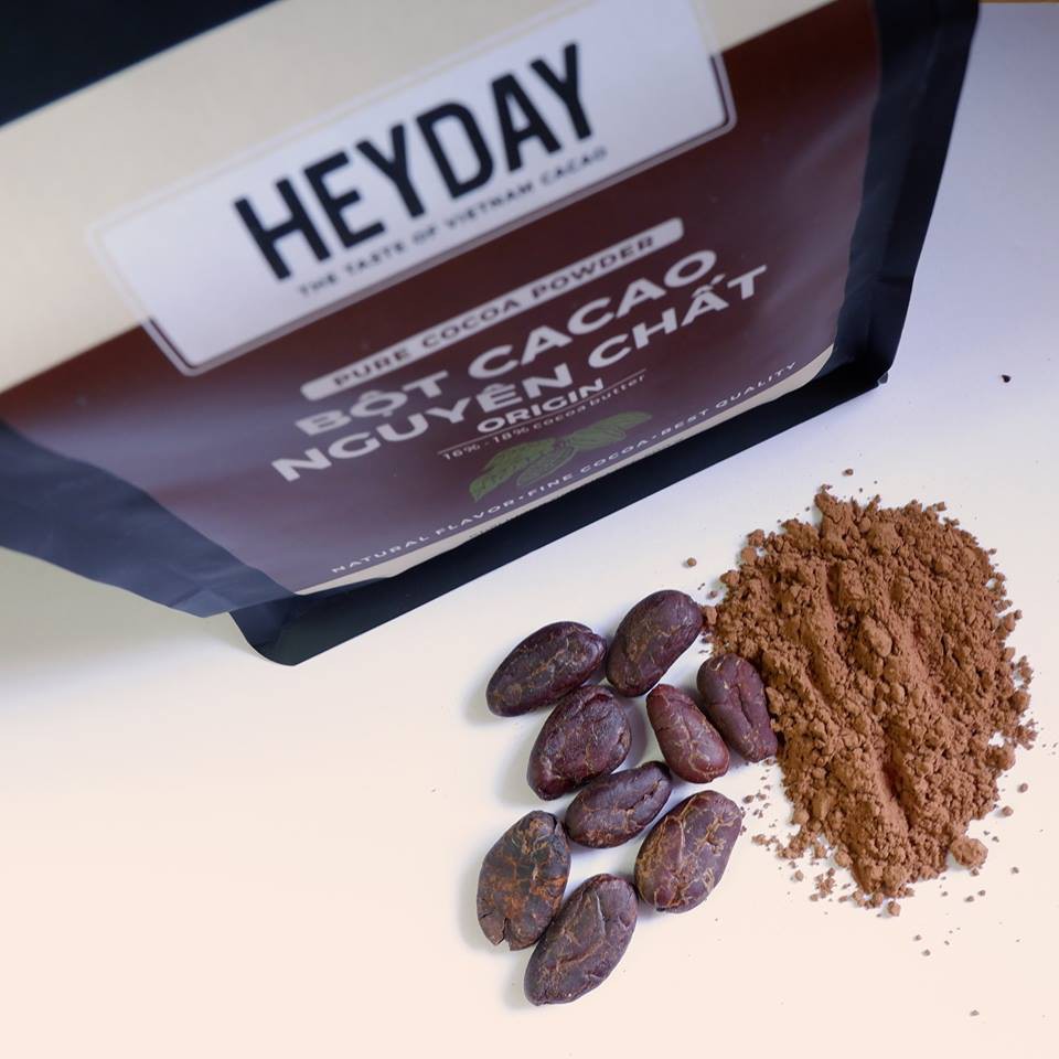 Túi zip 500g Bột cacao nguyên chất 100% không đường Heyday - Dòng Origin thượng hạng - Chuẩn UTZ Quốc Tế