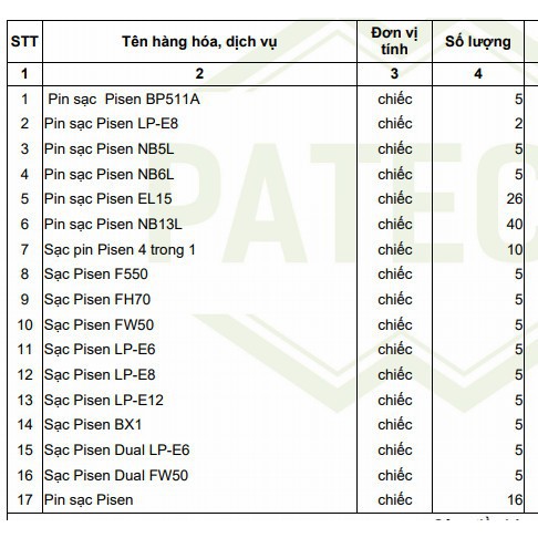 Pin máy ảnh Pisen BP-511A For Canon 50D, 40D, 30D, 20D, 5D