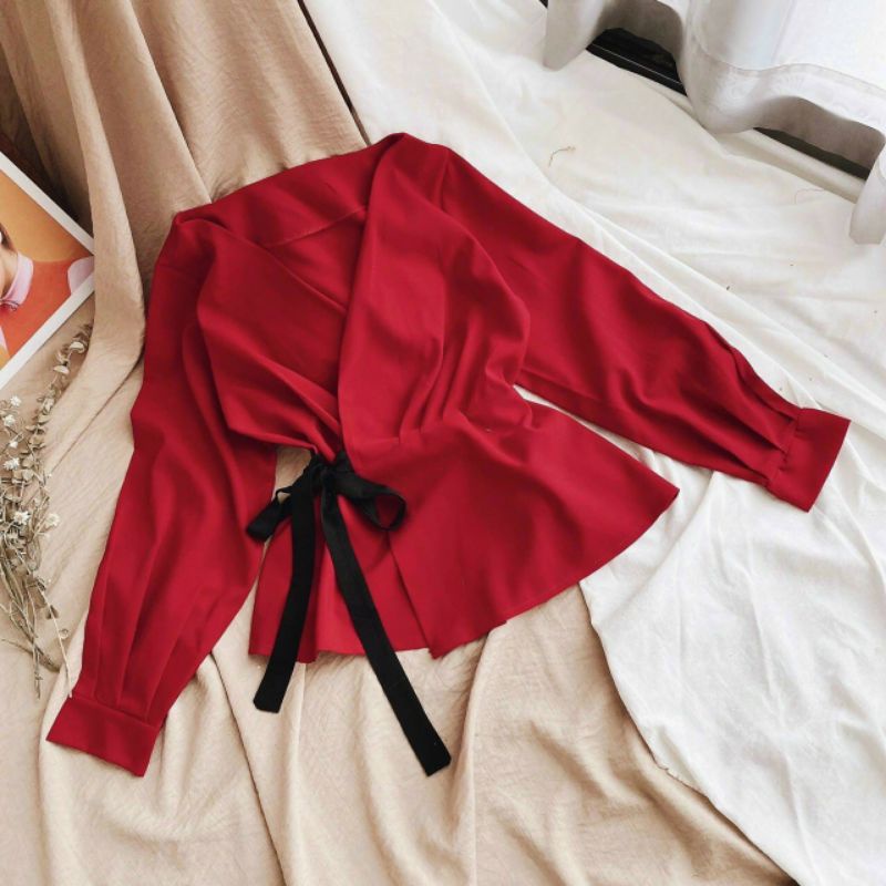 (chi còn váy)    Set áo hàn đỏ váy dập 2 tầng siêu hot