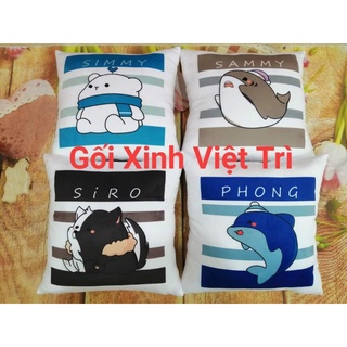 Gối vuông hero team in hình thú gấu tuyết ngộ nghĩnh
