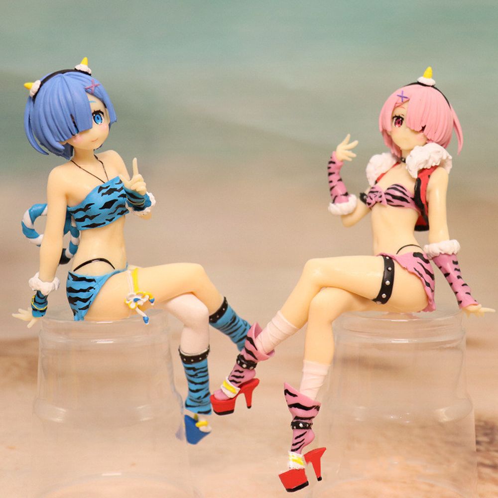BERNARDO Japanese Anime Re Life In A Different World From Zero Girl Action Figure Ram Anime Figure Rem Action Figure Collection Model Rem Toys Gifts Model Toys 16cm Gift Doll Anime Figure Noodle Stopper Figure/Multicolor