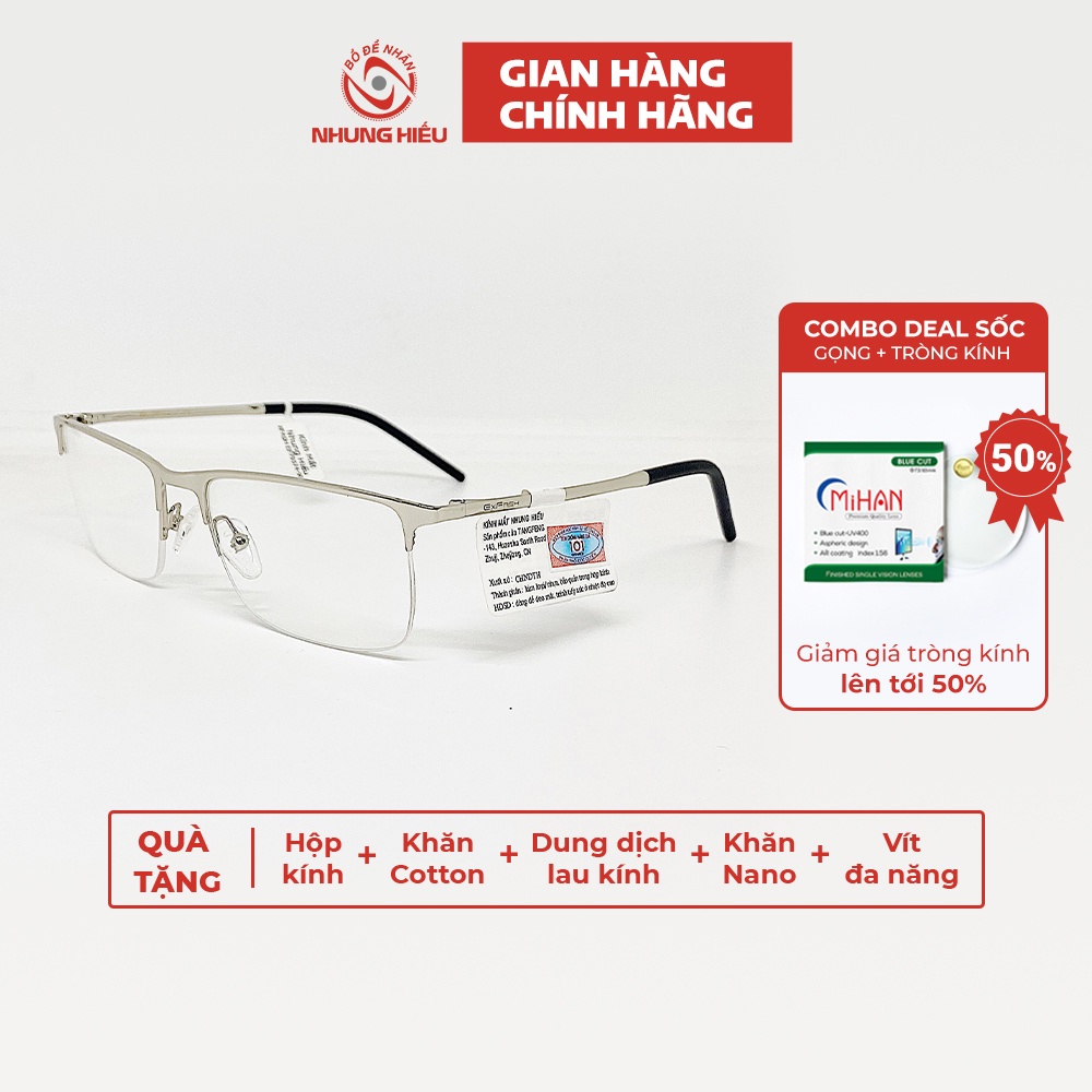 Gọng kính cận nam nữ NHUNG HIẾU chữ nhật EXFASH 79574 thời trang - Lắp mắt kính theo yêu cầu