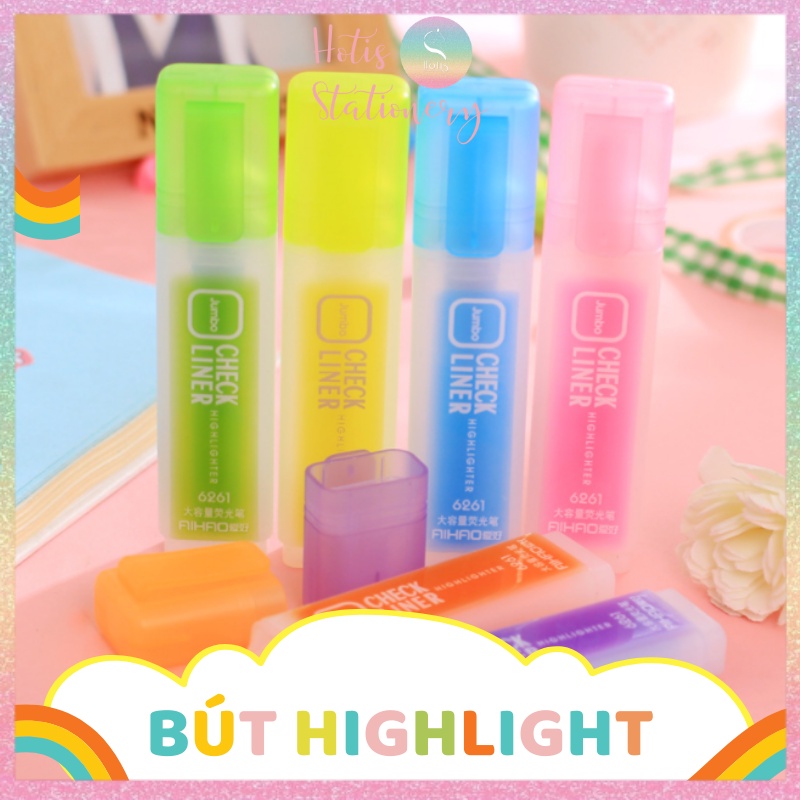 [HOTIS] Bút highlight bút dạ quang bút nhớ ghi chú Check Liner - 6 màu