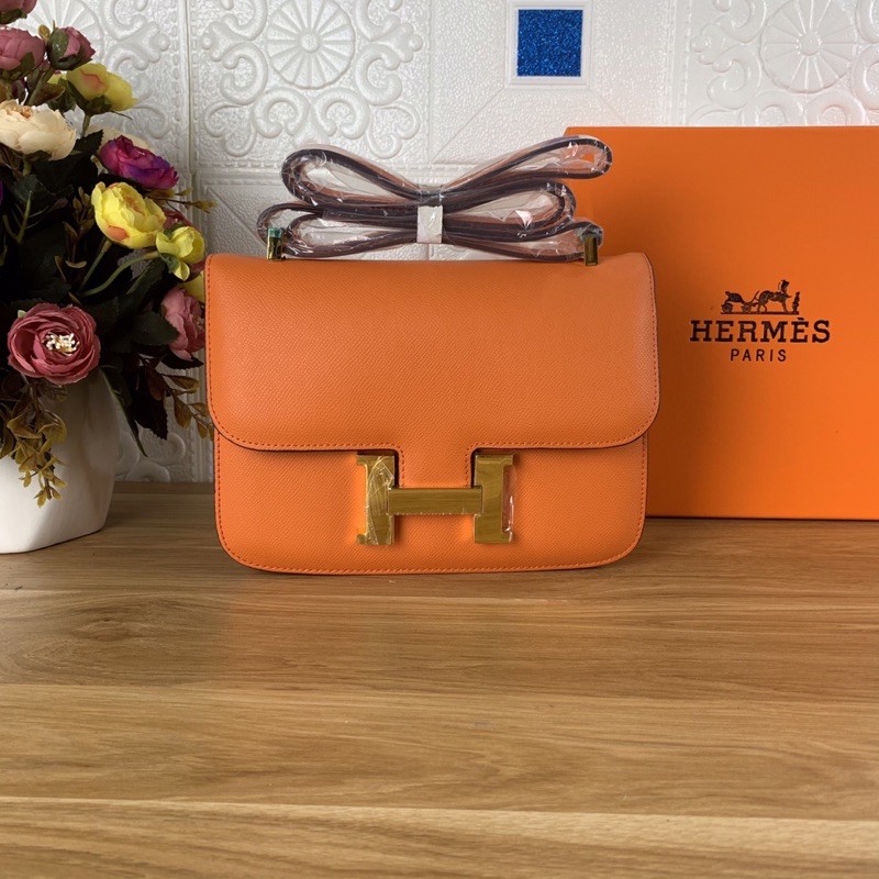 Túi xách Hermes constance màu cam size 23cm