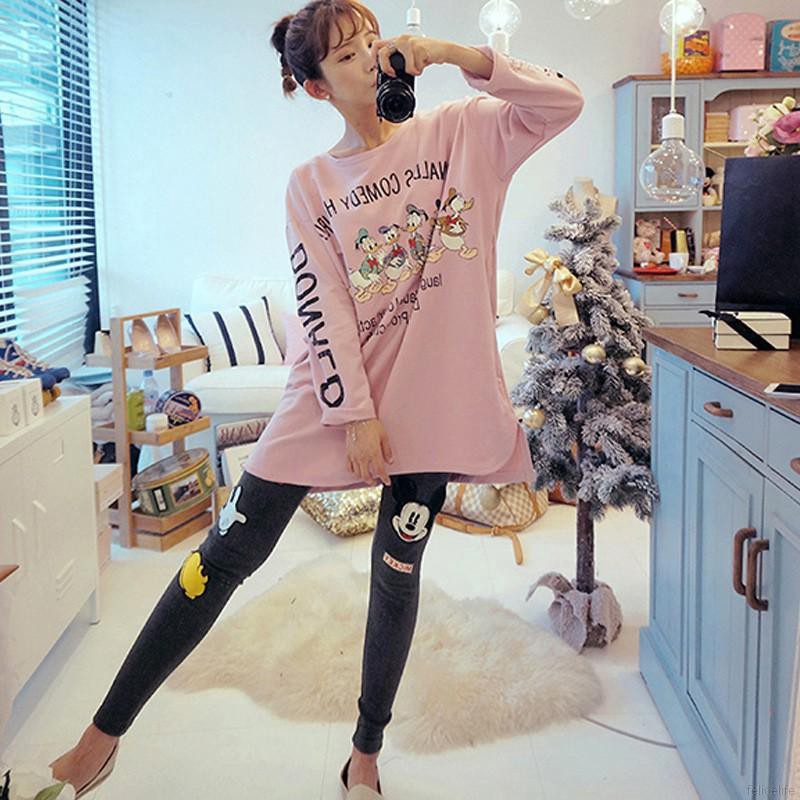 Bộ pijama dài tay in hoạt hình dễ thương