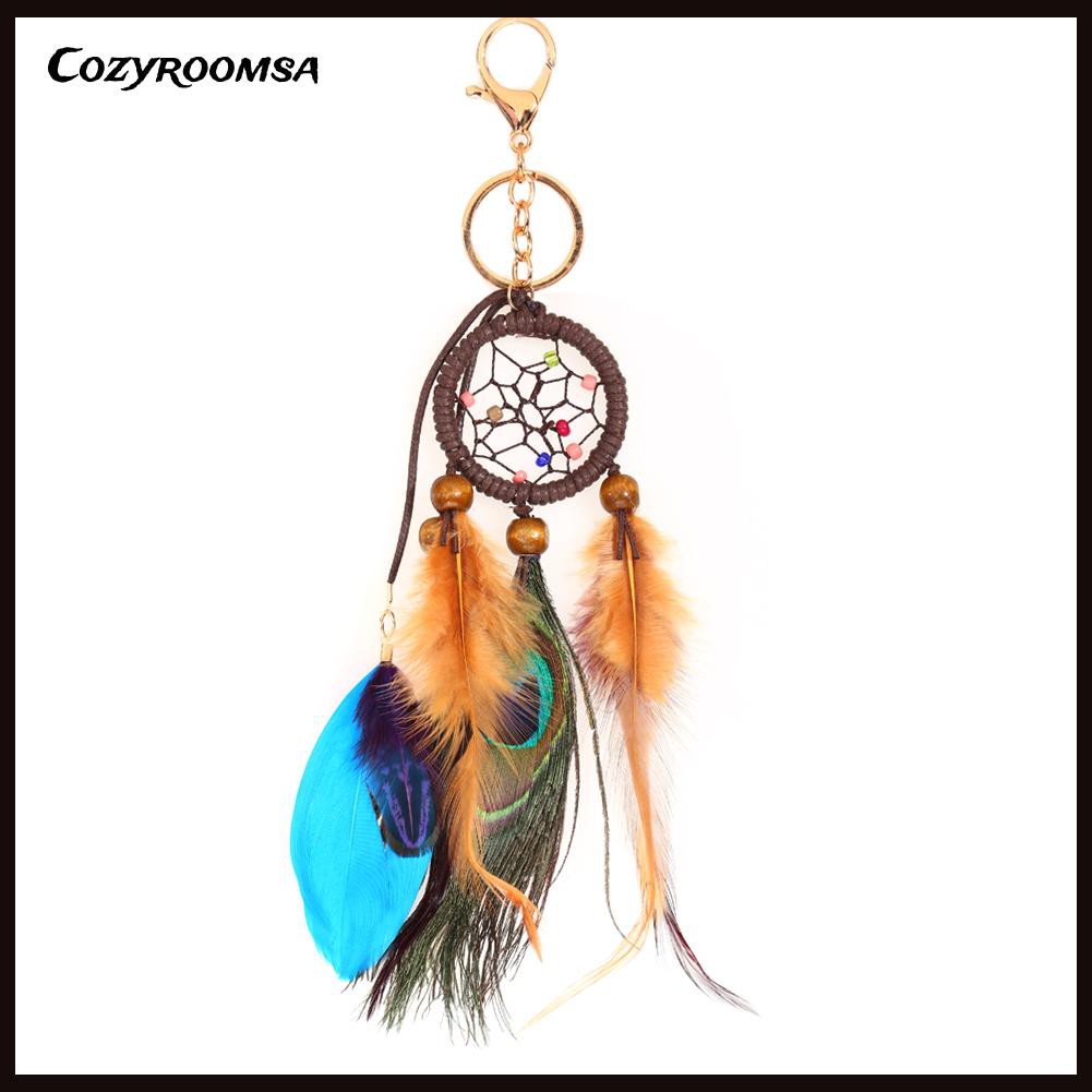 Móc Khóa Dreamcatcher Phối Lông Công Sang Trọng Thời Trang