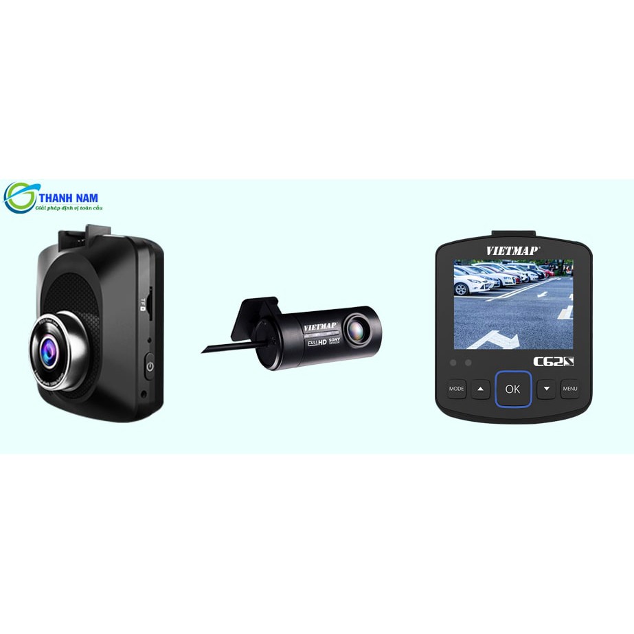 Camera hành trình Vietmap C62S ghi hình trước sau độ phân giải 4K, Có Wifi, GPS (Hỗ trợ lắp đặt miễn phí tận nơi+64G)