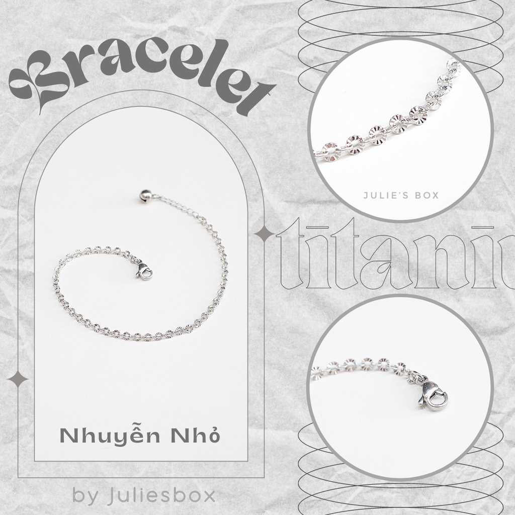 Vòng Tay Titan Unisex Xích Nhuyễn Nhỏ Basic Không Đen Không Hoen Gỉ Không Phai Màu Không Ngứa Bền julies box 66 bracelet