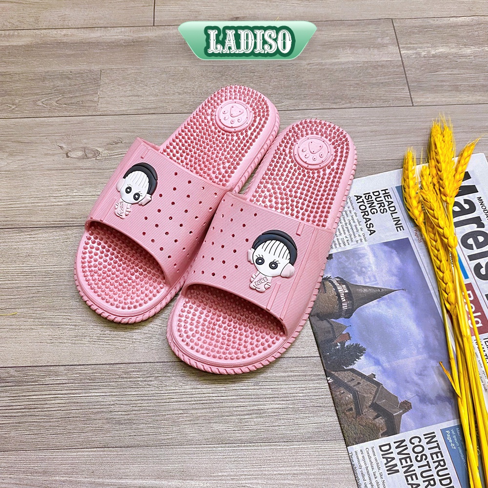 Dép nữ quai ngang LADISO có gai massage mang trong nhà tolet êm chân chống trượt - TT341