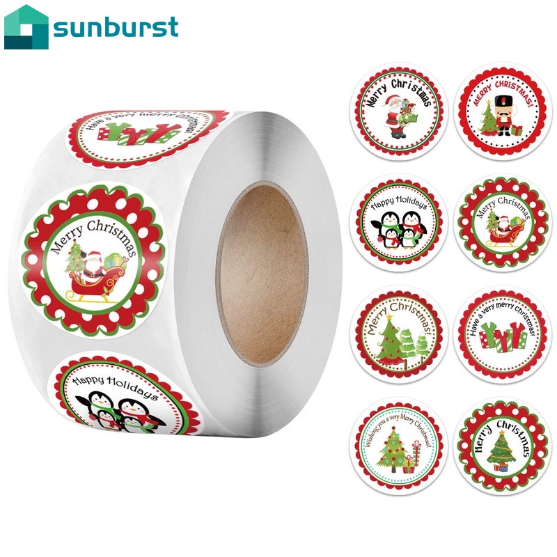 Set 500 nhãn dán hình hoa tuyết/ người tuyết trang trí cho Giáng sinh