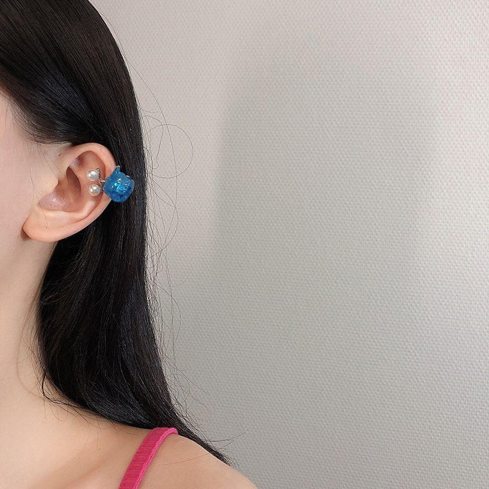 Bông Tai Kẹp Hình Vuông Trong Suốt Họa Tiết Hoa Thời Trang Cho Nữ