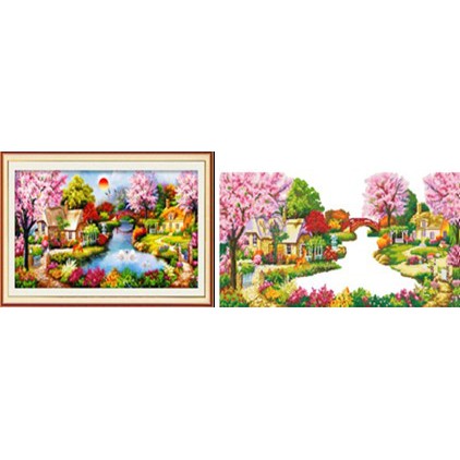 TRANH THÊU 3D PHONG CẢNH LV3007 (84X43) LV3008 (132X62)