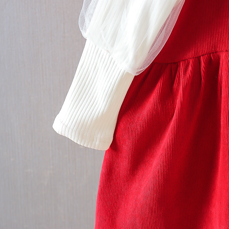 Set Đầm Hai Dây Đính Nơ Phong Cách Phương Tây Thời Trang Xuân Thu Năm Mới 2022 Cho Bé Gái