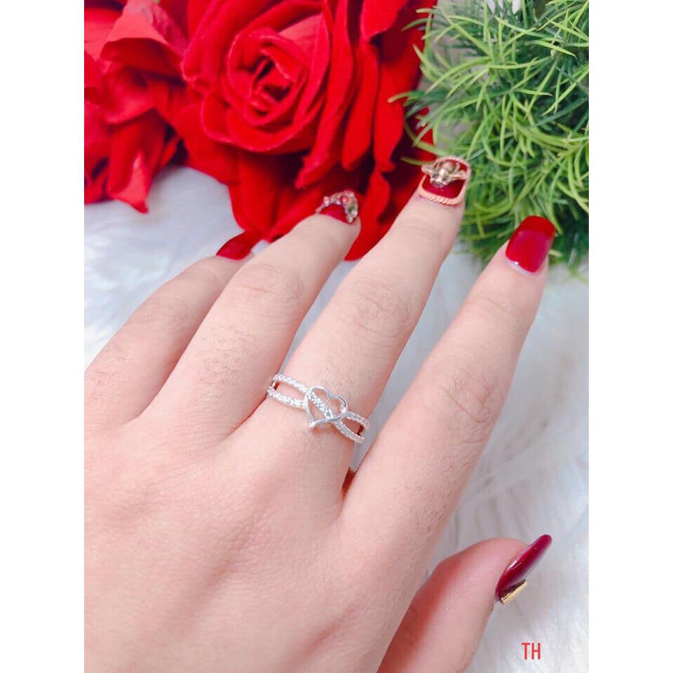 NHẪN NỮ BẠC TA MẶT TIM XOẮN