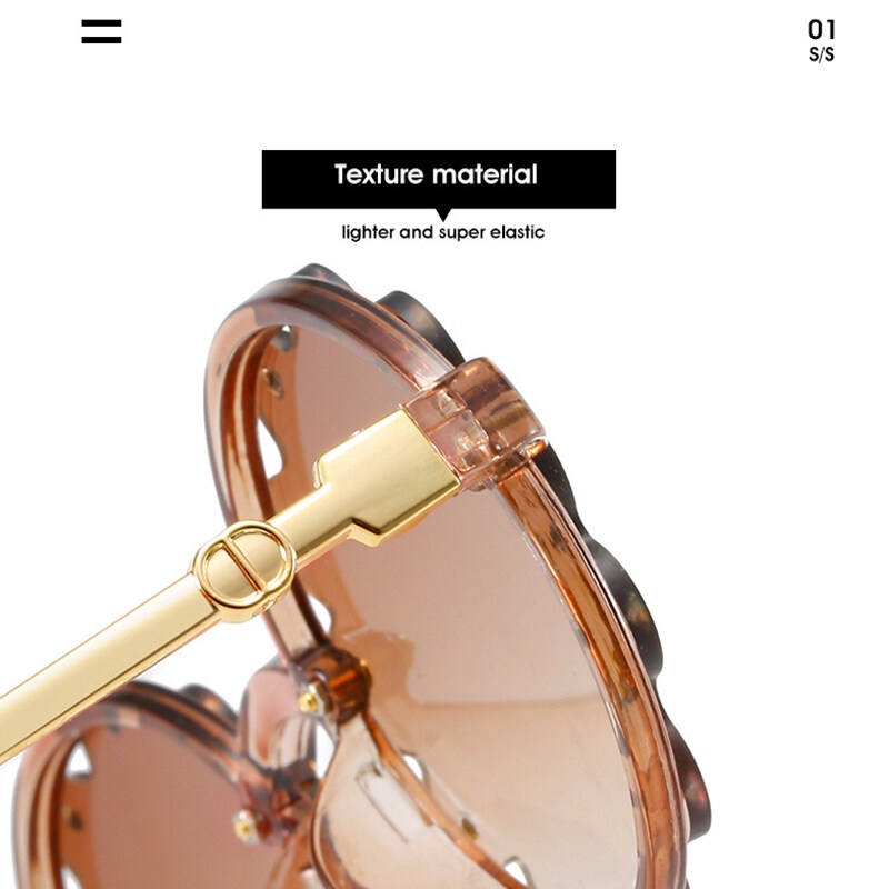 Kính Chống Tia UV400 PTQ Gọng Tròn Phối Ren Đính Đá Thời Trang Cho Bé