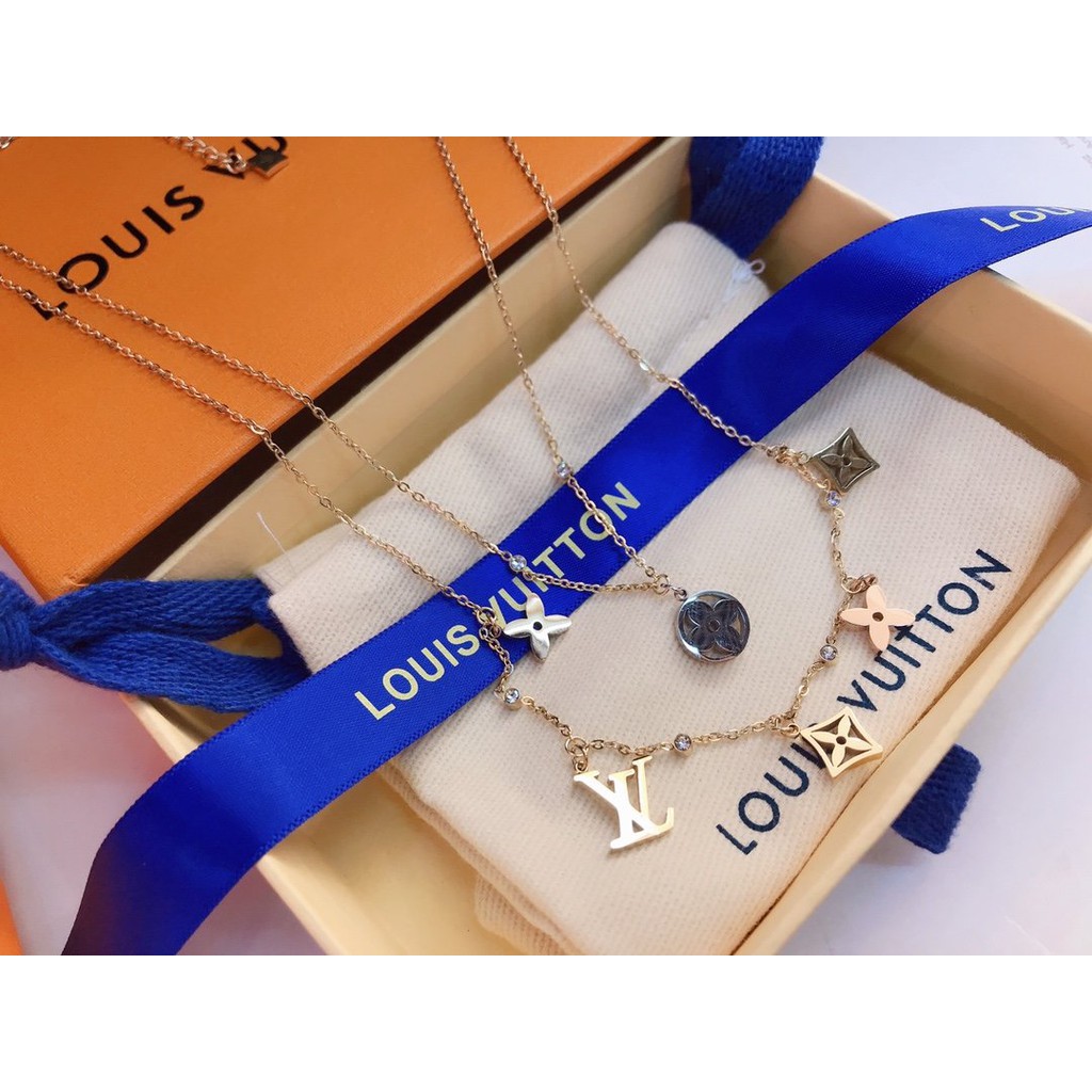 Dây chuyền thiết kế đơn giản họa tiết LV thời trang cho nữ