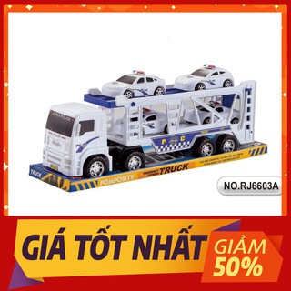 ✅FREESHIP 50K✅ Đồ Chơi Xe Cảnh Sát Chở 4 Xe Con, Màu Trắng Nổi Bật, Chạy Đà Đẩy Dễ Dàng Cao Cấp