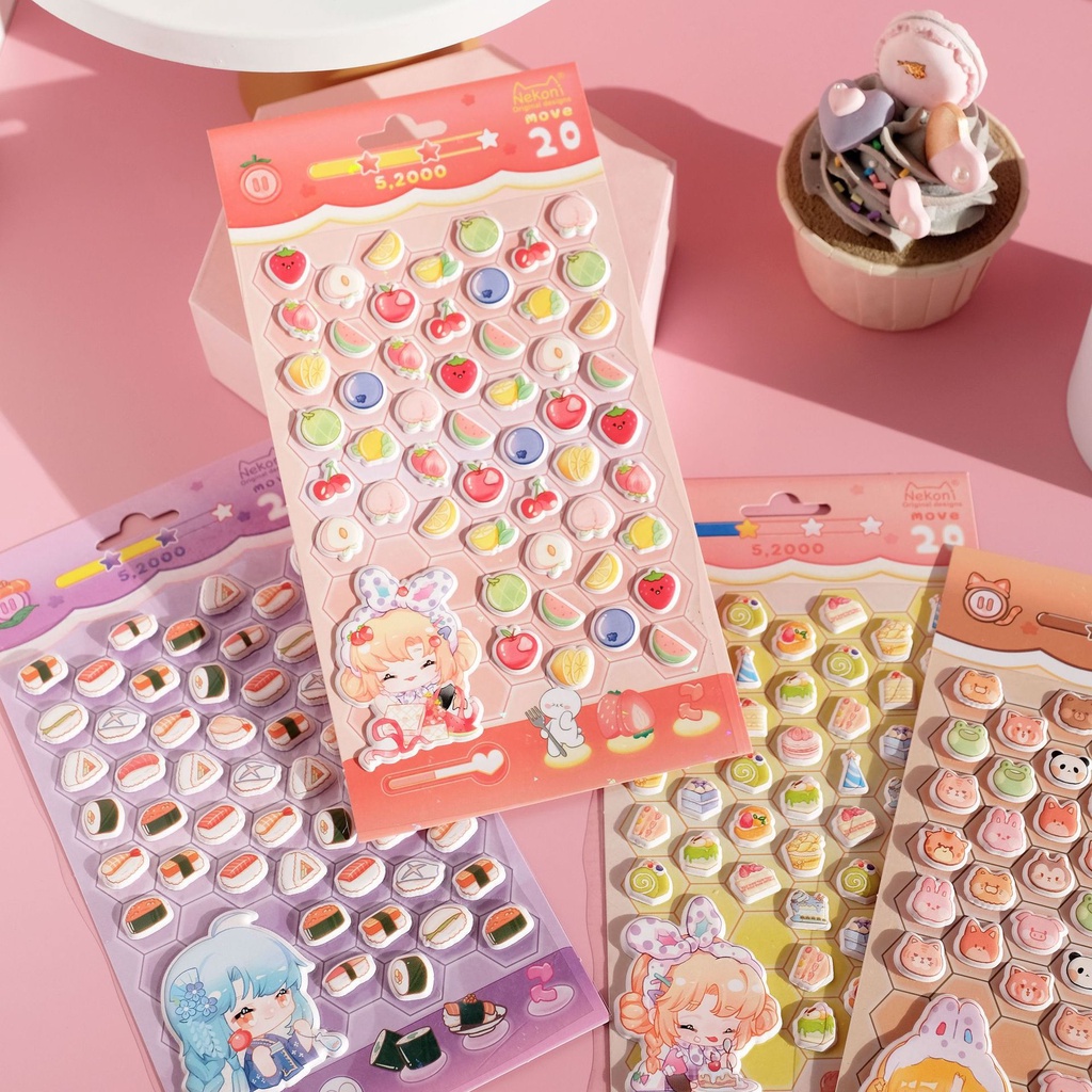 Động Vật Hoạt Hình Mới Lạ&amp;Miếng Dán Trang Trí Sổ Tay Hình Snack 3D Đáng Yêu Diy