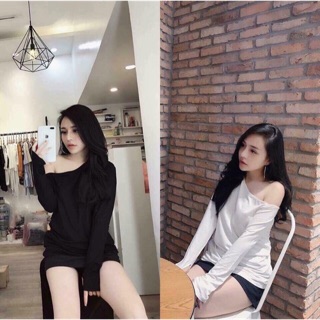 Áo thun trễ vai xỏ ngón