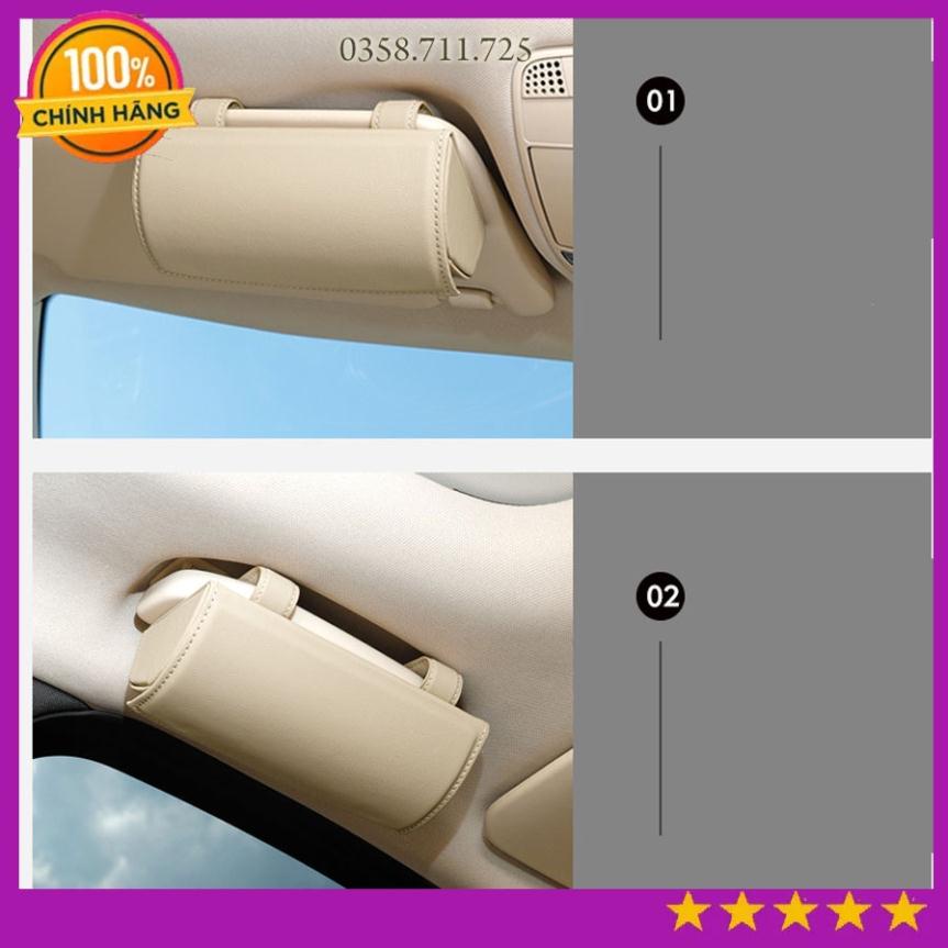 Hộp đựng kính trên xe hơi phiên bản cao cấp, Hộp kính da PU cao cấp hút nam châm nhiều màu thời trang