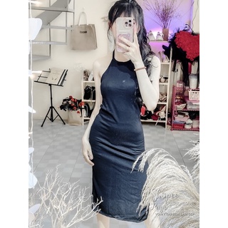 đầm body yếm xẻ tà chéo dây