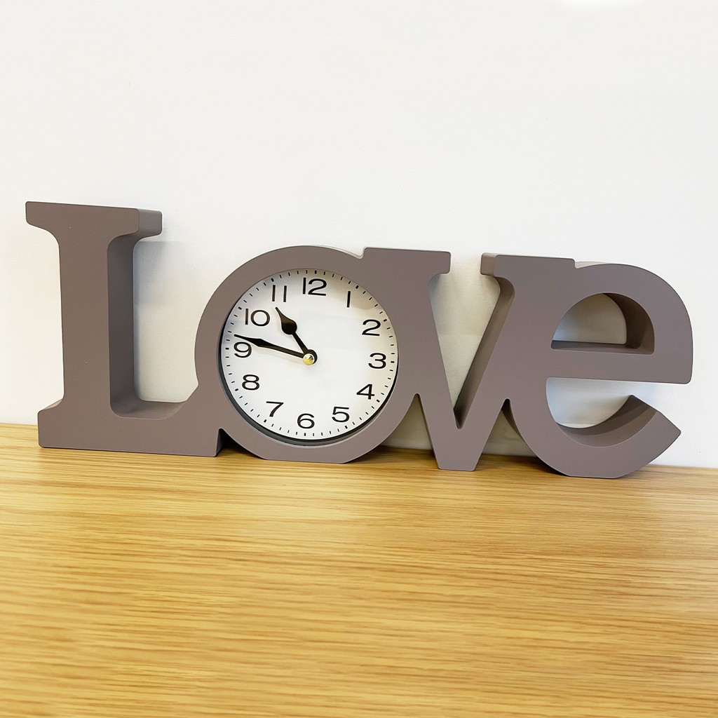 Đồng hồ để bàn kim trôi | JYSK Joar | nhựa hình chữ Home/Love màu xám |  R39xS4xC15cm