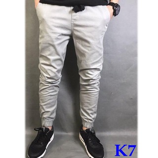 Quần jogger kaki co giãn màu xám trắng